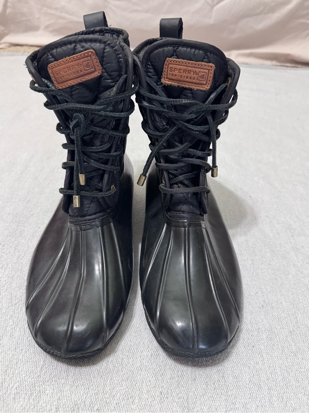 Sperry Black Women's Waterproof Rubber Lace-Up Boots